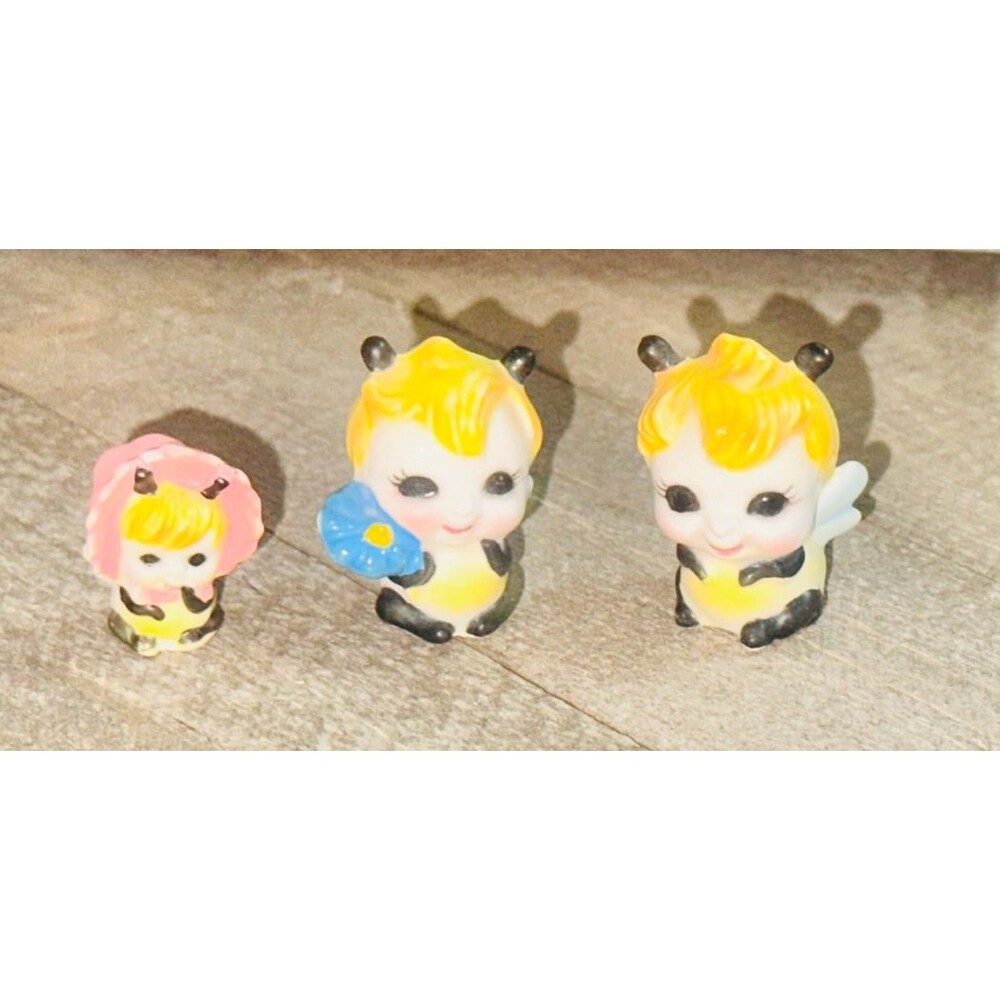 Vintage Josef Originals Japan Bumblebee Family set of 3 Figurines - 1960's HTF